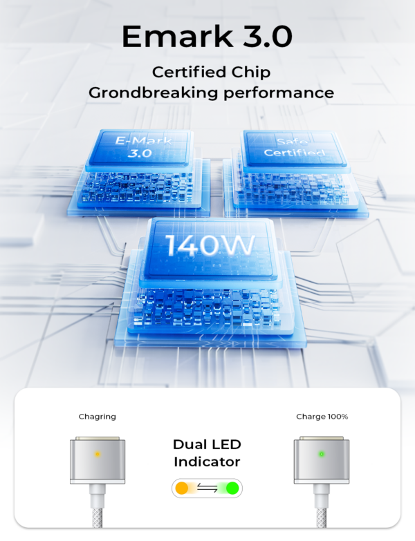 5_1a83f3f1-e417-4832-a79b-c31cbf3a993e.png LISEN 140W USB-C Magnetic 3 Cable Fit for MacBook Charger, Nylon Braided 6FT Fit for MacBook Air 2023/2022(M2),MacBook Pro 2023(M3,M2,14-16 inch),MacBook Pro Charger Cord (M3)