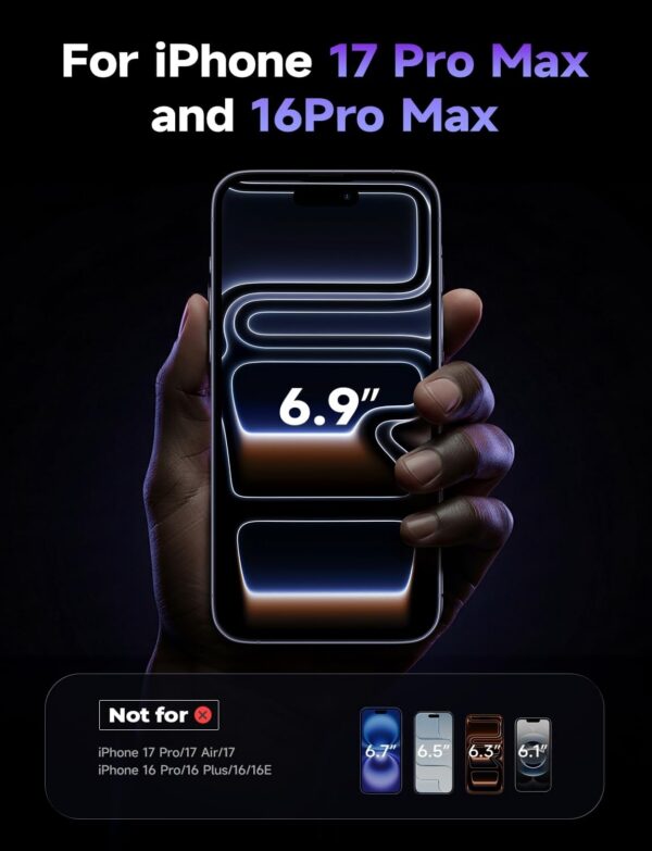 61B3O3QC5EL._AC_SL1500.jpg LISEN 2 Pack for iPhone 17 Pro Max/iPhone 16 Pro Max Screen Protector