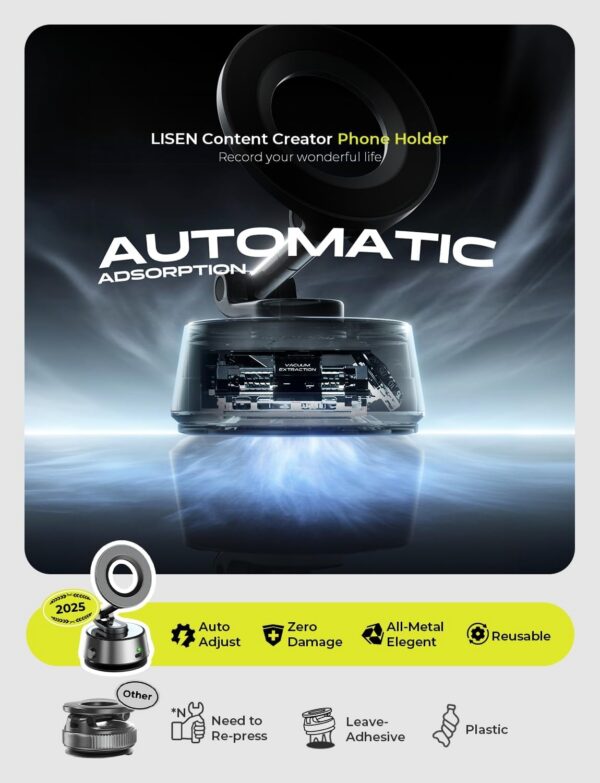 LISEN 360 Adjustable Vacuum Magnetic Phone Holder