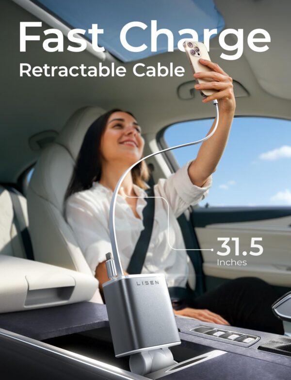 61PNY0pY58L._AC_SL1500.jpg LISEN for iPhone 17 Retractable Car Charger