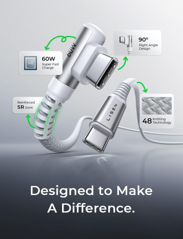 Lisen USB C to C Cable [60W 2-Pack, 6.6FT]