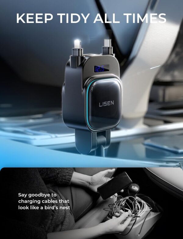LISEN for iPhone 17 Pro Max Retractable Car Charger