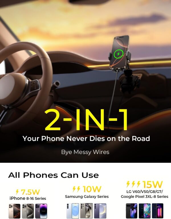 LISEN Wireless Car Charger 15W Fast Charging Air Vent Phone Mount