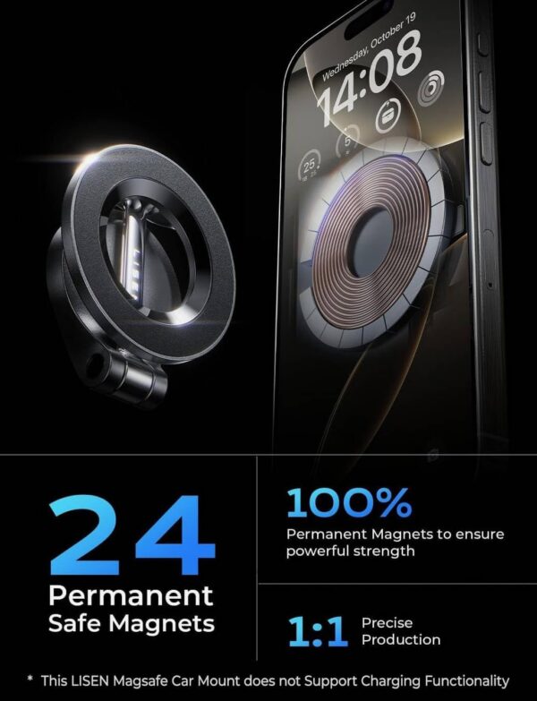 LISEN for MagSafe Car Mount for iPhone 17 PRO MAX, Extra Small Ultra Magnetic Phone Holder for Car Dashboard, Car Phone Holder, Car Accessories for Women Men, Fit for iPhone17 Pro/Air/Max 16 15 14 13