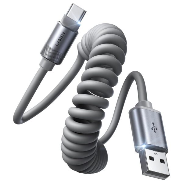 LISEN Aufgerolltes USB-C Kabel 2-Pack