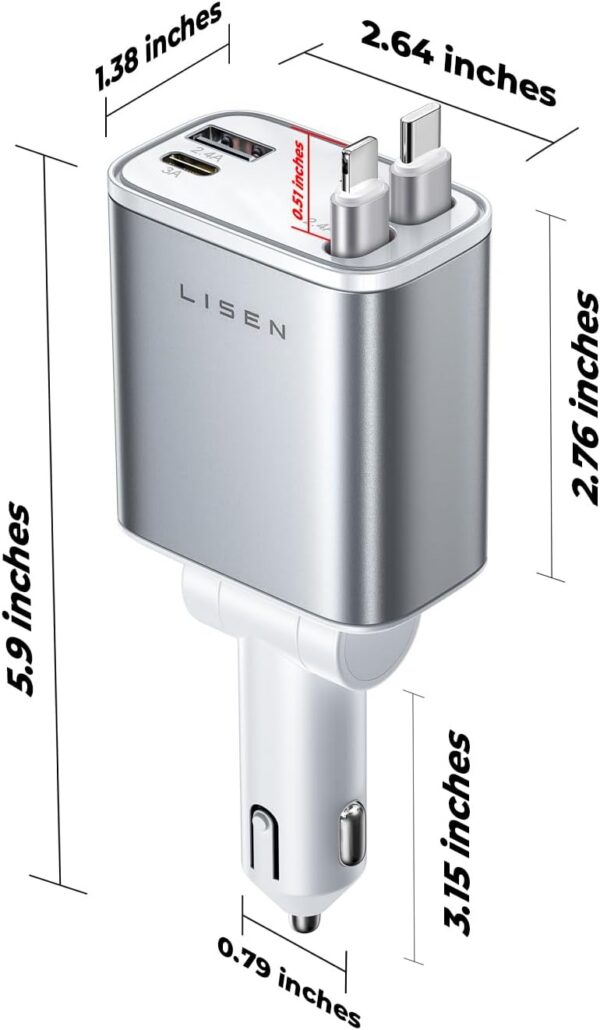 61lC48lBtyL._AC_SL1500.jpg LISEN for iPhone 17 Retractable Car Charger