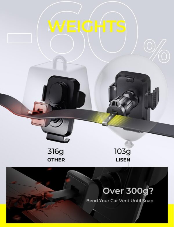 LISEN Wireless Car Charger 15W Fast Charging Air Vent Phone Mount