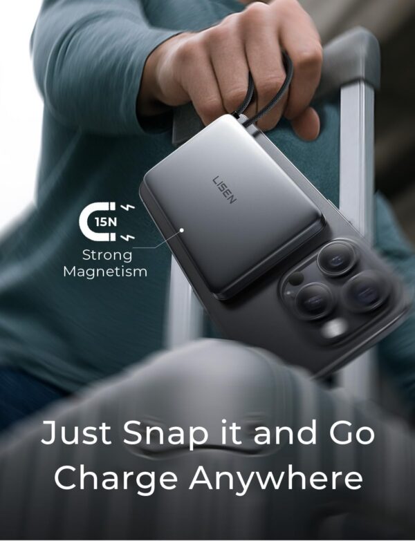 61xn35kwj1L._AC_SL1500.jpg LISEN 0.5'' Ultra Slim MagSafe Power Bank for iPhone and Apple Watch