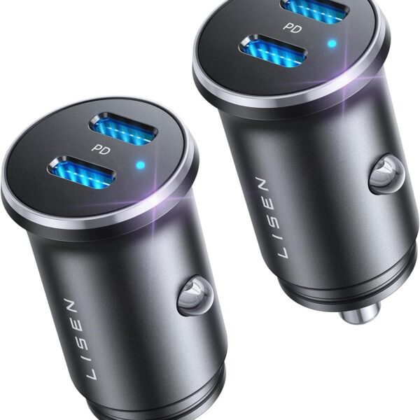 71783Lj_OLL._AC_SL1500.jpg LISEN USB C Car Charger Adapter, 60W Dual Port QC 3.0 Type C Adapter, Car Phone Charger Fast Charge USB C Cigarette Lighter Adapter for iPhone 15 14 13 12 X XS Pro Max Mini, Samsung Galaxy iPad Pro