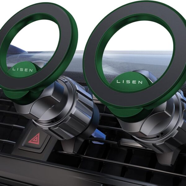 LISEN 2 Pack Fits MagSafe Car Mount - [24 Super Magnets] Magnetic Car Phone Mount, Air Vent Phone Holder Car, Hands Free Cell Phone Holder Clip for iPhone 15 14 13 Pro Plus Max Mini Mag Safe Case