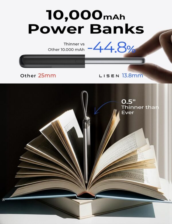 71CFan-h26L._AC_SL1500.jpg LISEN 0.5" Ultra Slim Power Bank 10000mAh