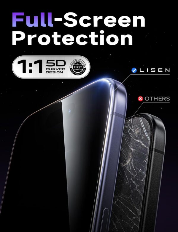 71GcXHcNY0L._AC_SL1500.jpg LISEN 2 Pack for iPhone 17 Pro Max/iPhone 16 Pro Max Screen Protector