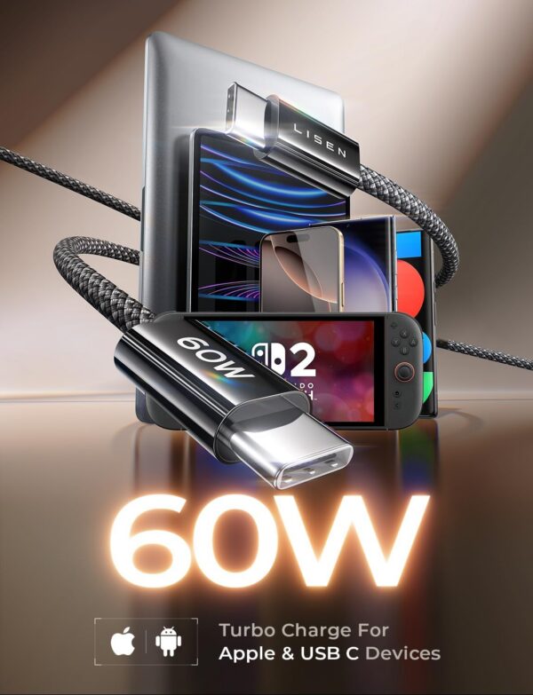 LISEN USB C Cable, 5-Pack [3.3/3.3/6.6/6.6/10FT]