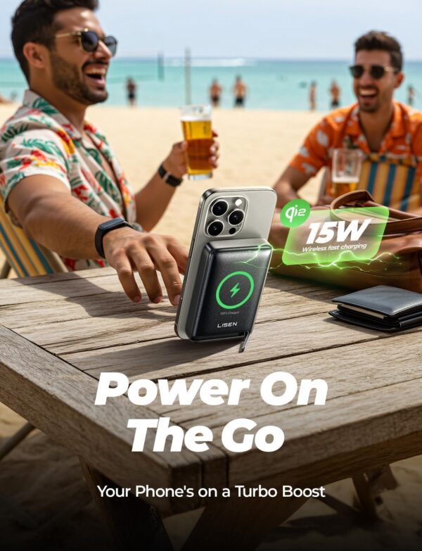 LISEN Qi2 Fast Charging Portable MagSafe Power Bank