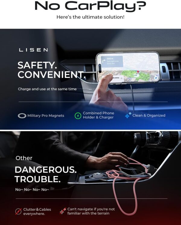 LISEN for 15W MagSafe Car Mount Charger,Magnetic Wireless Car Charger for iPhone 17 Pro Max Accessories,Magnetic Phone Holder for iPhone 17-12,Samsung,Jeep Ford F150 Accessories,Gifts for Men