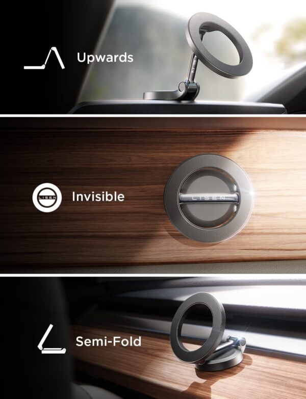 LISEN for MagSafe Car Mount, [24 Strong Magnet] 360° Rotation Magnetic Phone Holder for Car, Hands Free iPhone Car Holder Mount Dash Phone Mount for Car Fit for iPhone 15 14 13 12 Pro Max Plus Mini MagSafe Case