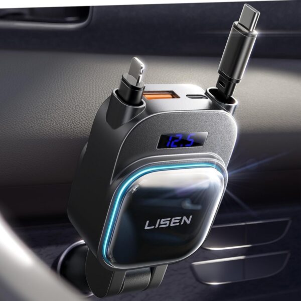 LISEN for iPhone 17 Pro Max Retractable Car Charger