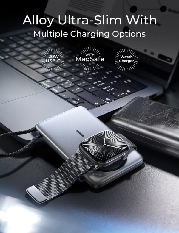 71o2O24MFuL._AC_SL1500.jpg LISEN 0.5'' Ultra Slim MagSafe Power Bank for iPhone and Apple Watch