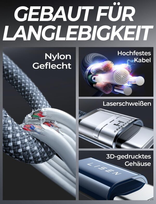 LISEN USB C to USB C Cable, 240W C to C Cable Fast Charging [6.6ft, 2-Pack]