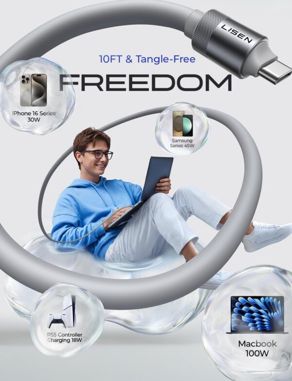 71zbDTtZZmL._SL1500.jpg LISEN 10FT USB C Cable